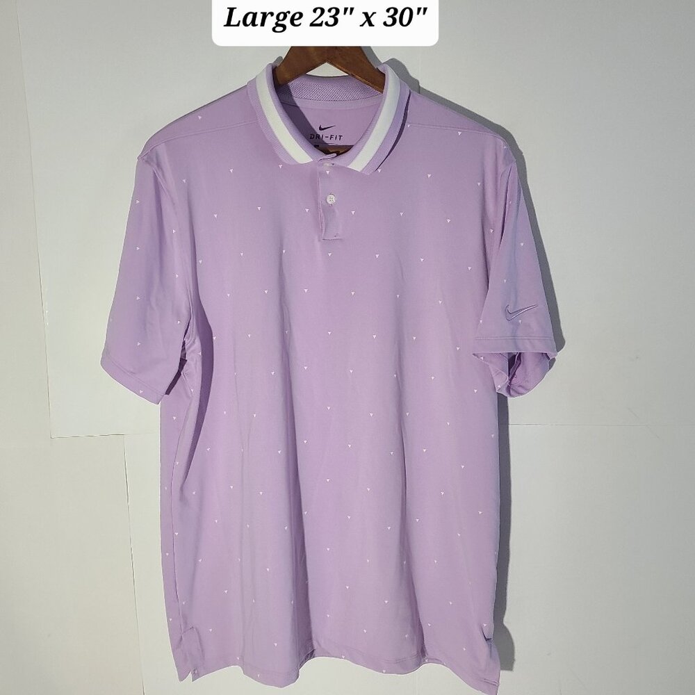 Nike Dri-Fit Purple AOP Triangles Large Men's Golf Polo